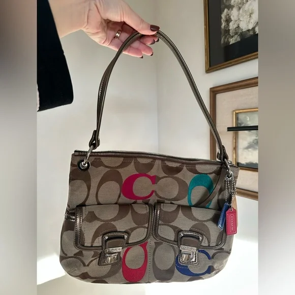 RARE Y2K Coach Poppy Embroidered Signature Hippie Purse - Picture 4 of 10